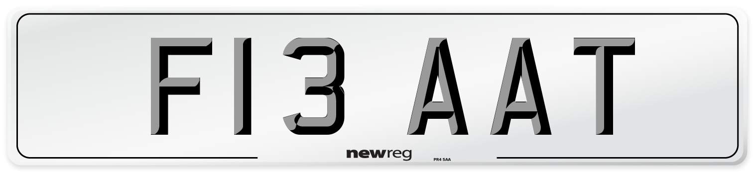 F13 AAT Number Plate from New Reg